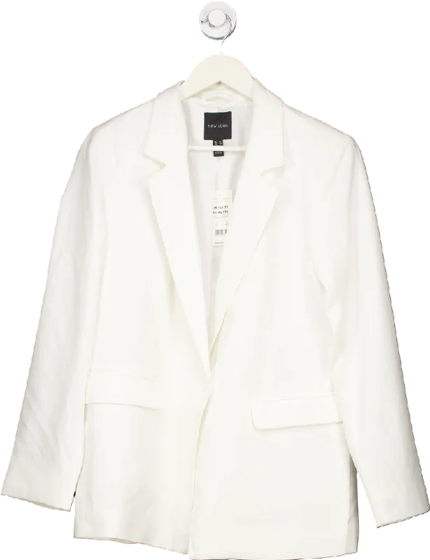 New Look White K Lila Linen Blazer UK 12