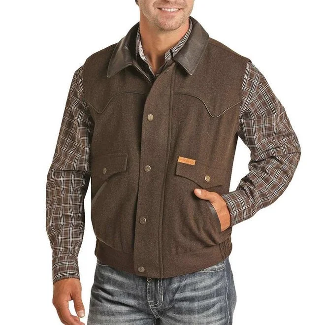 Powder River Men's Brown Heather Holbrook Wool Vest 98-5619-22